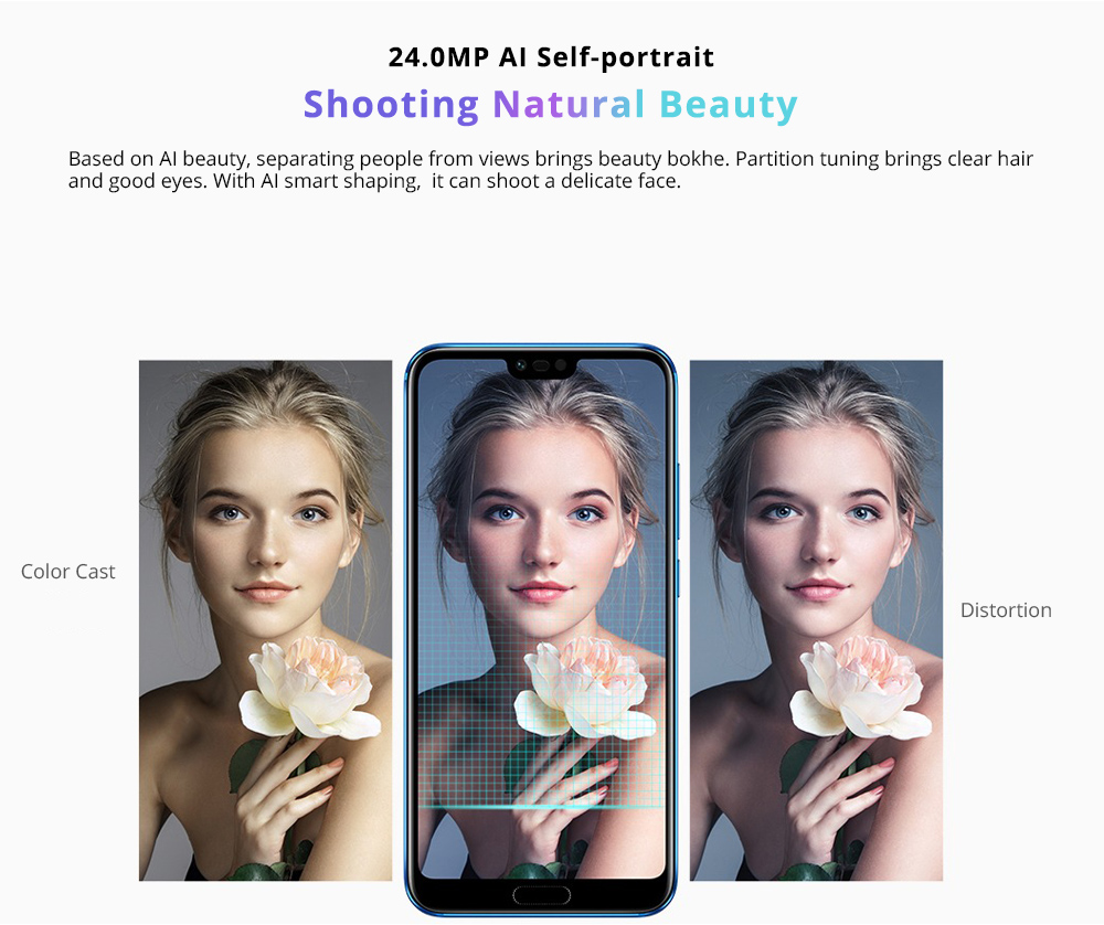 HUAWEI Honor 10 5.84 Inch Smartphone Kirin 970 6GB 64GB 16.0MP+24.0MP Dual Rear Cameras Android 8.1 FHD+ Screen OTG Touch ID Type-C - Black