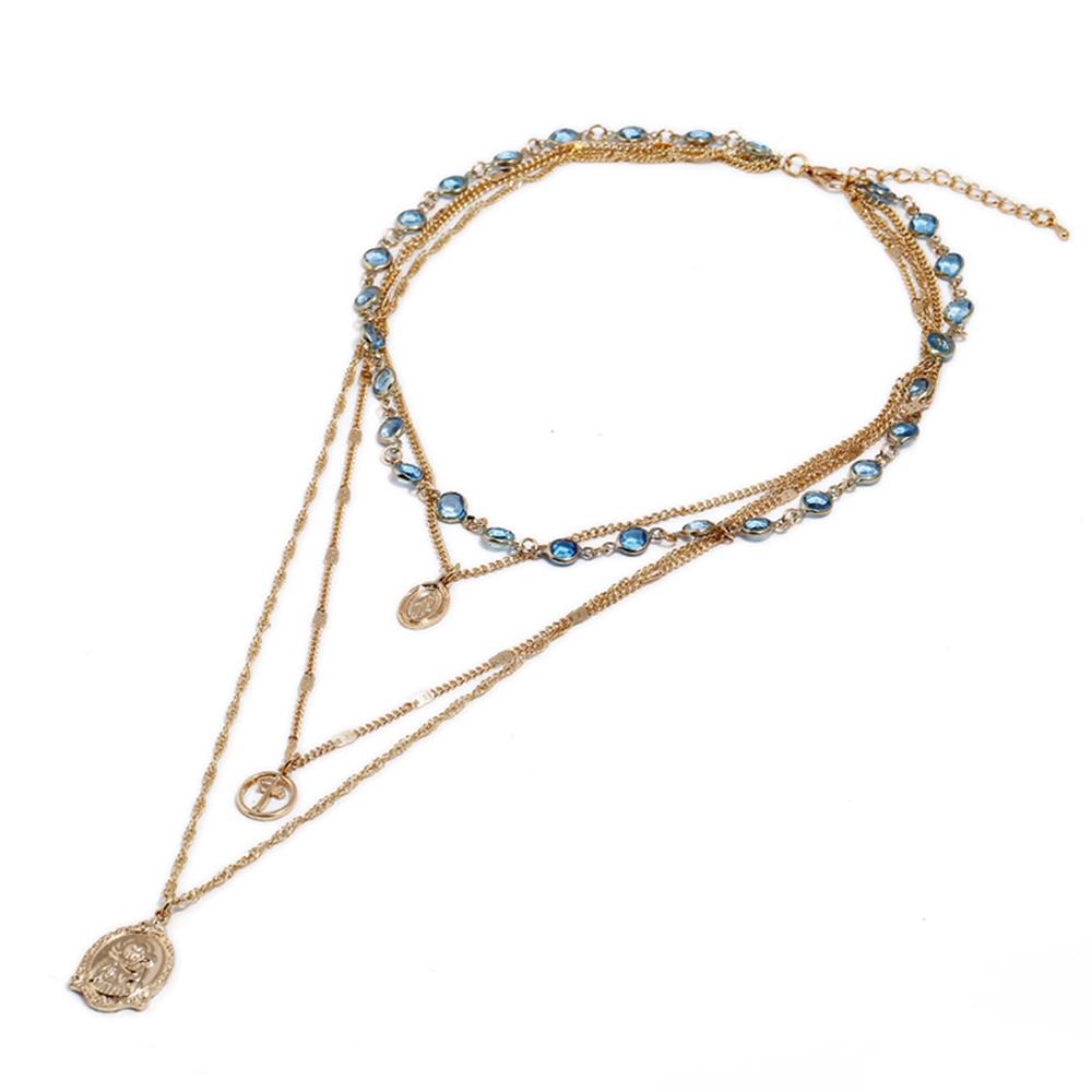 Female Stylish jewelry Multi-layer Shape Necklace for Women Pendant - Gold