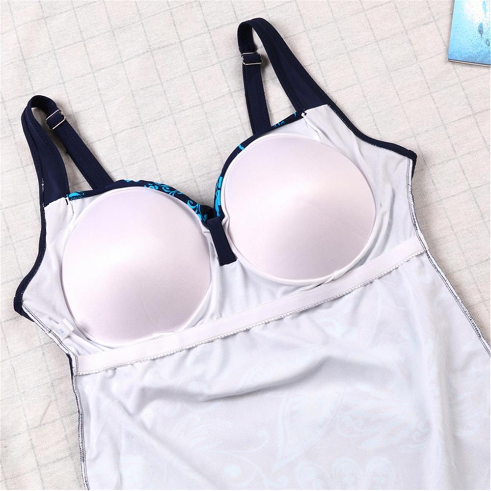 Women Sexy Fashion Comfortable Swimwear Big Size Swimsuit Plus Size 5XL - Dark Blue+White