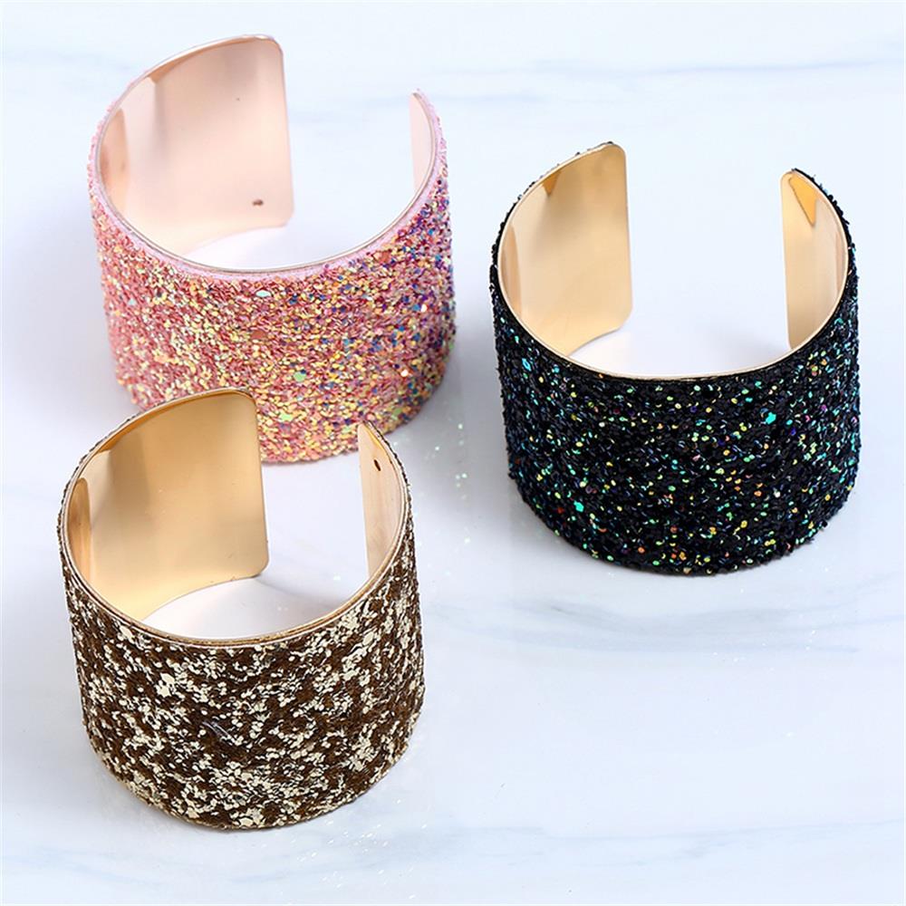 Women's Fashion Beautiful Stylish Jewelry Personality Sequin Opening Alloy Bracelets - Gold