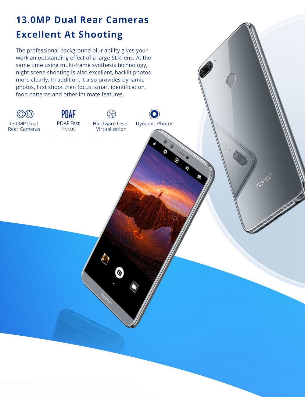 HUAWEI Honor 9 Lite 5.65 Inch Smartphone Kirin 659 3GB 32GB Dual 13MP Cameras Android 8.0 FHD+ Screen Touch ID - Gray