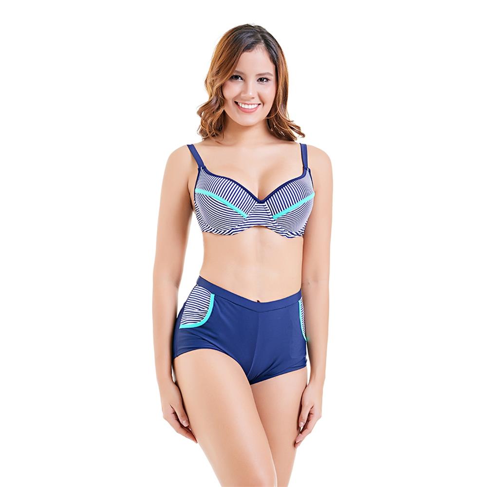 Women Sexy Fashion Comfortable Swimwear Big Size Swimsuit Plus Size L - Dark Blue