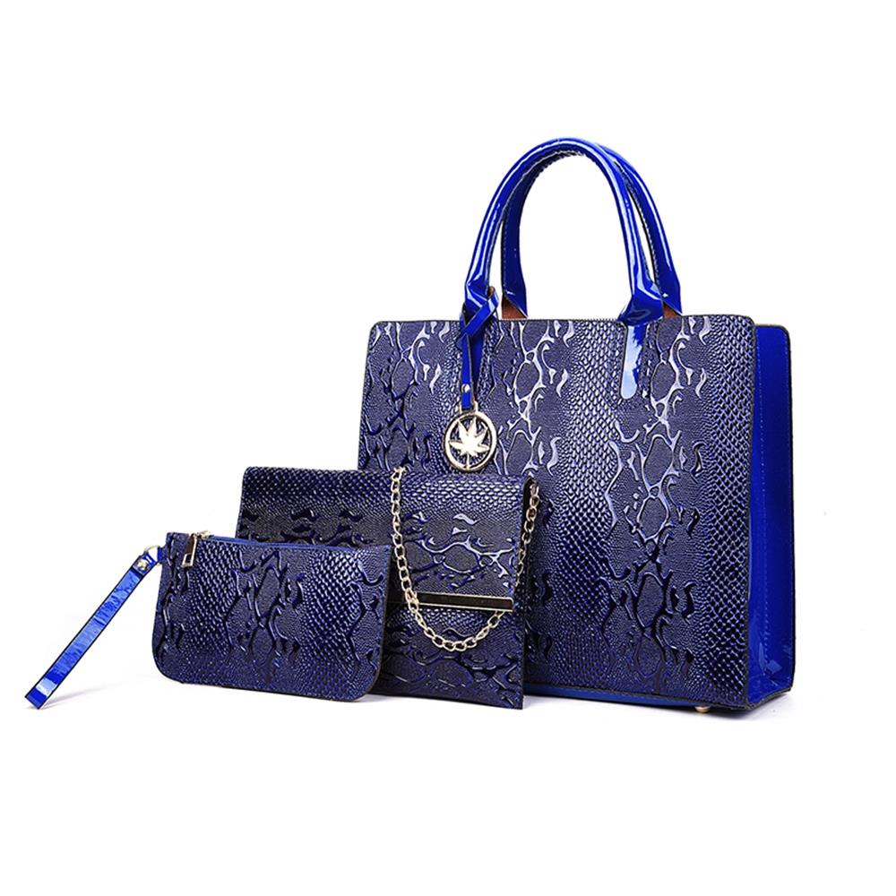 Fashion Toet Purse Satchel Bag PU Leather Women's Handbags - Blue