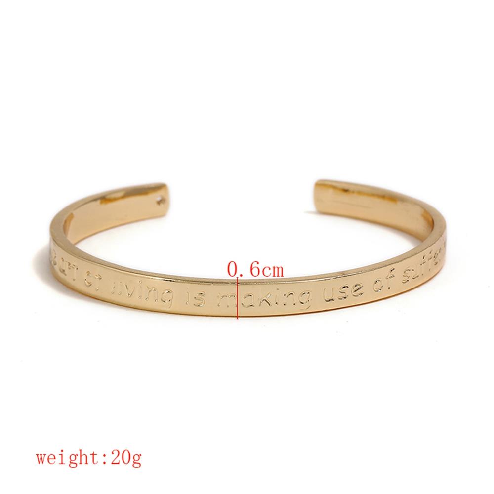 Women's Fashion Beautiful Stylish Simple Style Retro Open Hand Jewelry Bracelet - Gold