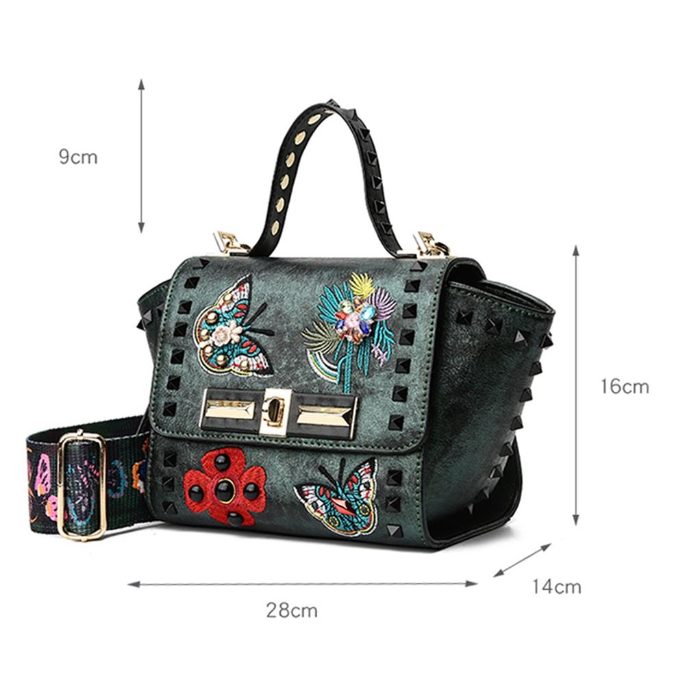 Fashion Tote Satchel Bag PU Leather Bag Women's Handbag Crossbody Bag-Green
