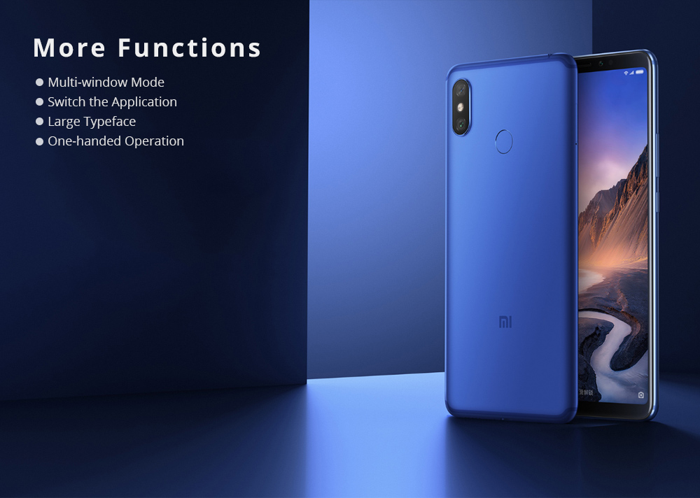 Xiaomi Mi Max 3 6.9 Inch 4G LTE Smartphone Snapdragon 636 6GB 128GB 12.0MP+5.0MP Dual Rear Cameras Android 8.1 5500mAh Type-C OTG Touch ID - Blue