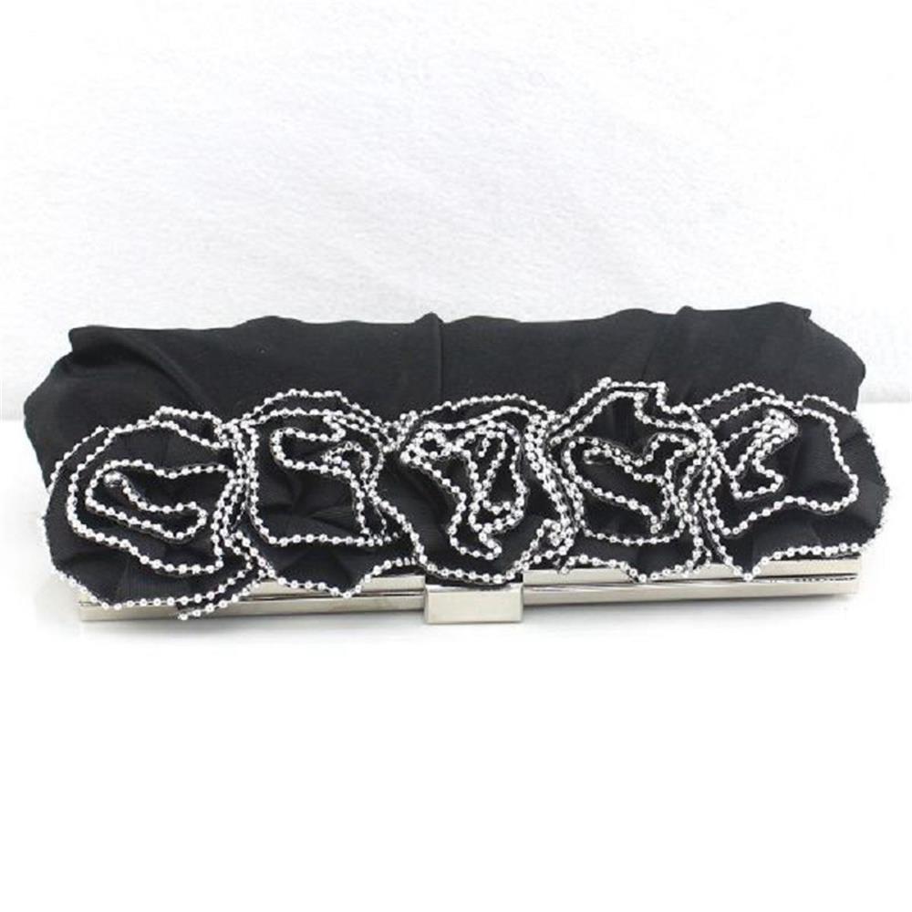 Women's Rhinestone Clutch Bag Evening Bridal Bag Wedding Fashion Prom Handbag - Black