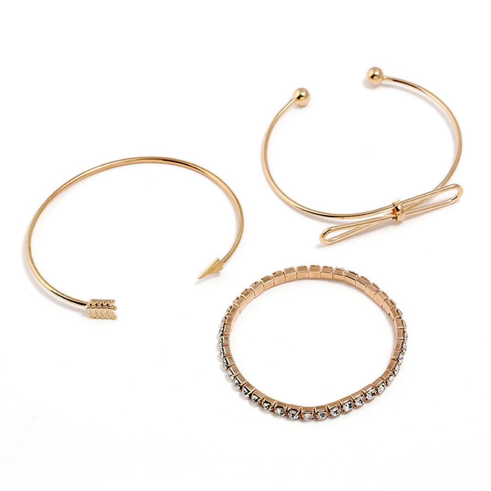Women's Fashion Beautiful Stylish Simple Style Arrow Bow Hand Jewelry Bracelet Three-piece Suit - Gold