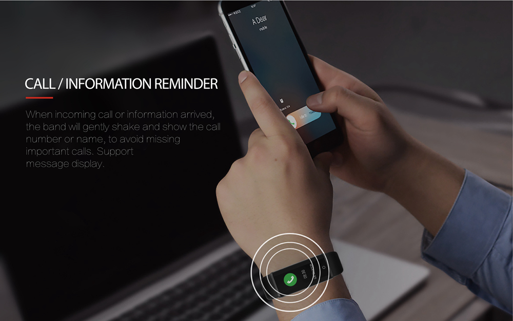 Lenovo HX03F Bluetooth 4.2 Smart Bracelet 0.96" Color Screen IP68 Heart Rate Moniter Pedometer Fitness Tracker For Android iOS - Black