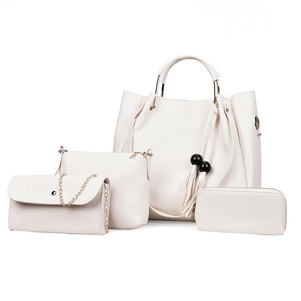Fashion Toet Purse Satchel Bag PU Leather Women's Handbags - White