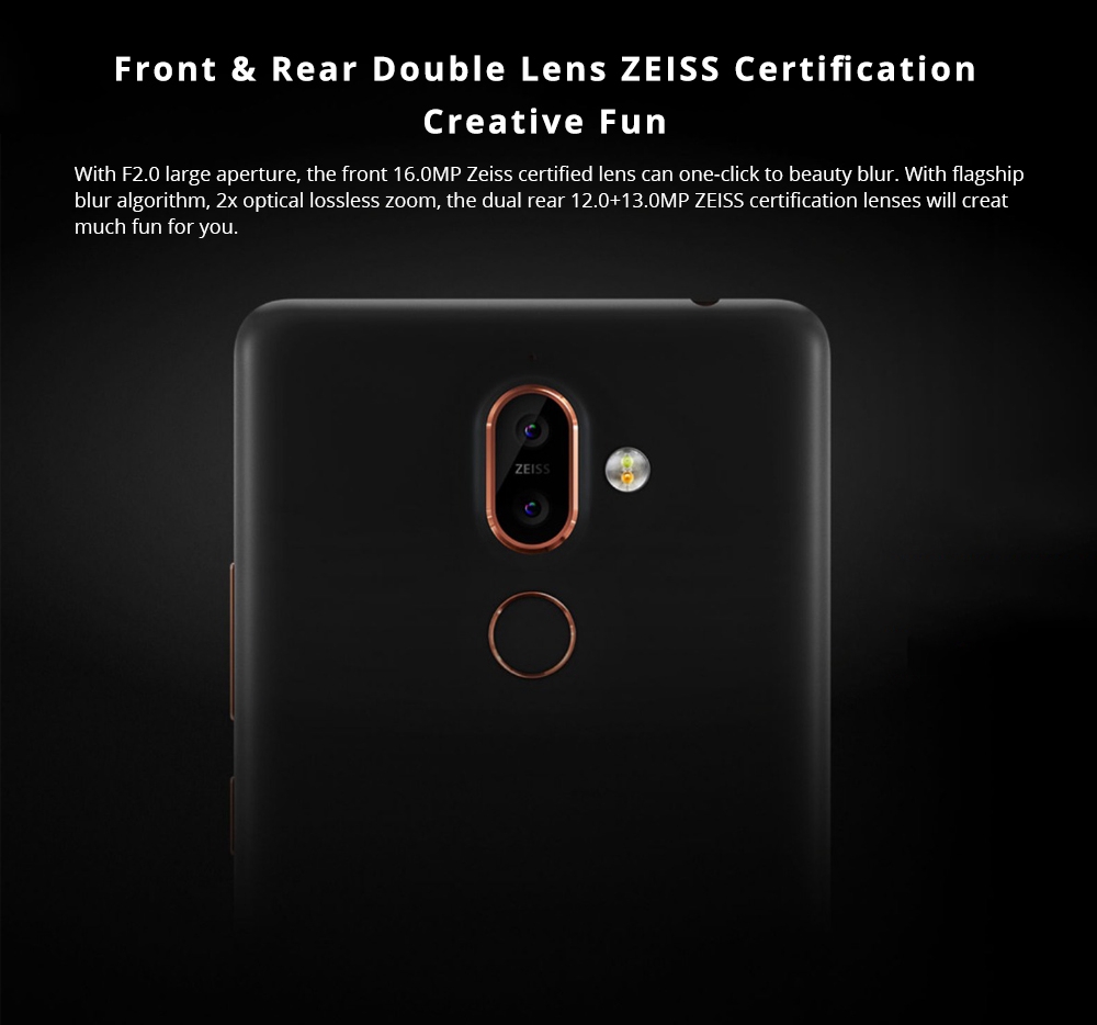Nokia 7 Plus 6.0 Inch 4G LTE Smartphone Snapdragon 660 Octa Core 6GB 64GB 12MP+13MP Dual Rear Cameras Android Oreo Touch ID - Black