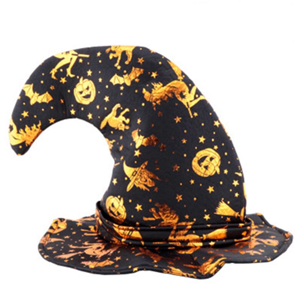 Halloween Costume Party Bar Decoration Pumpkin Witch Hat Wizard Hat - Gold