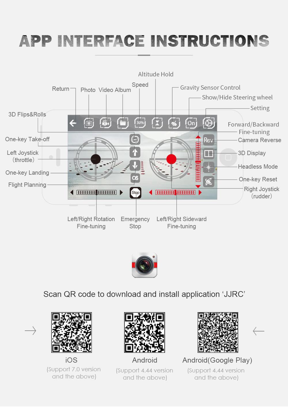 JJRC H68 BELLWETHER WiFi FPV RC Drone Max Flight Time 20mins with 720P HD Camera Altitude Hold Mode Black - Two Battery