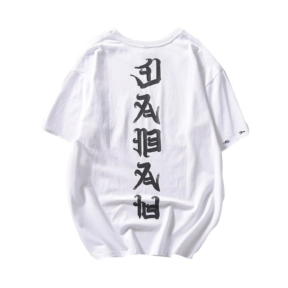 Oversize Harajuku Fashion Brand Men And Women Short-sleeved T-shirt Students Cotton Half Sleeve Size M - White