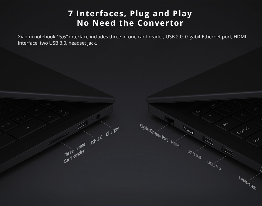 Xiaomi Mi Notebook Intel Core i5-8250U Quad-Core 15.6" FHD Screen 1920*1080 GeForce® MX110 2GB DDR5 4GB DDR4 128GB SSD 1TB HDD - Dark Grey