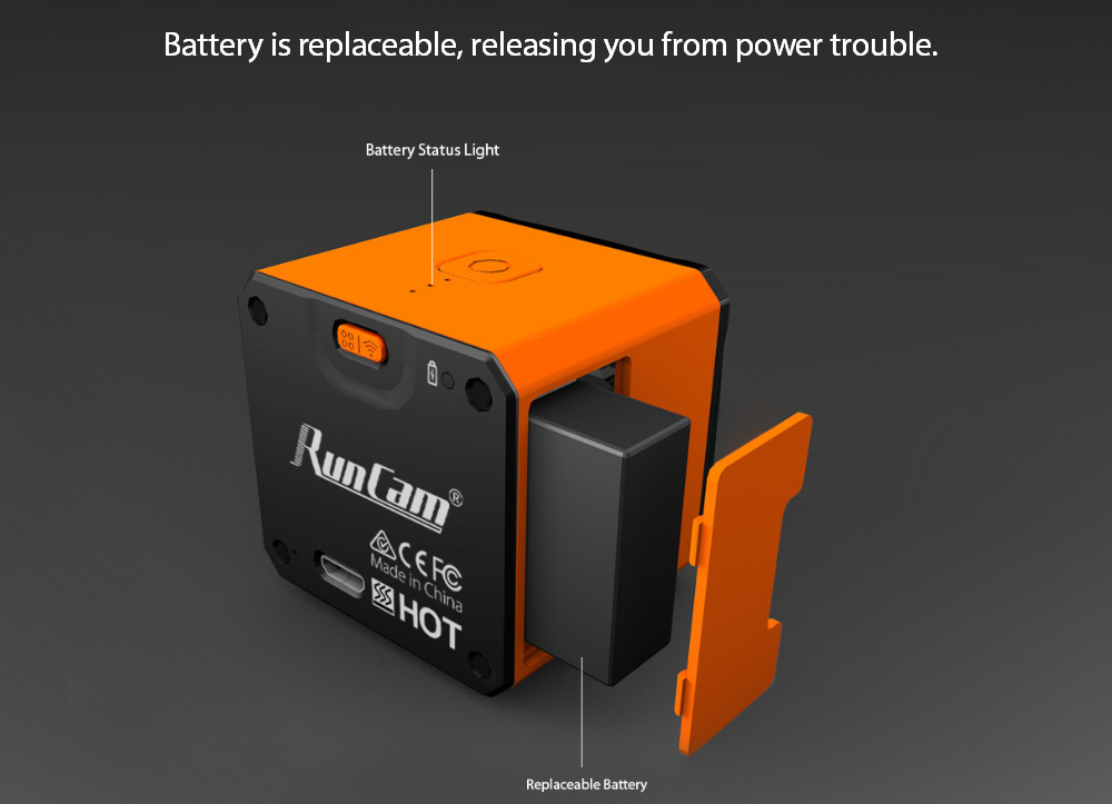 RunCam 3S Excellent WDR 1080P 60FPS FOV 160 Degree FPV Action Camera Built-in Wi-Fi Module Replaceable Battery