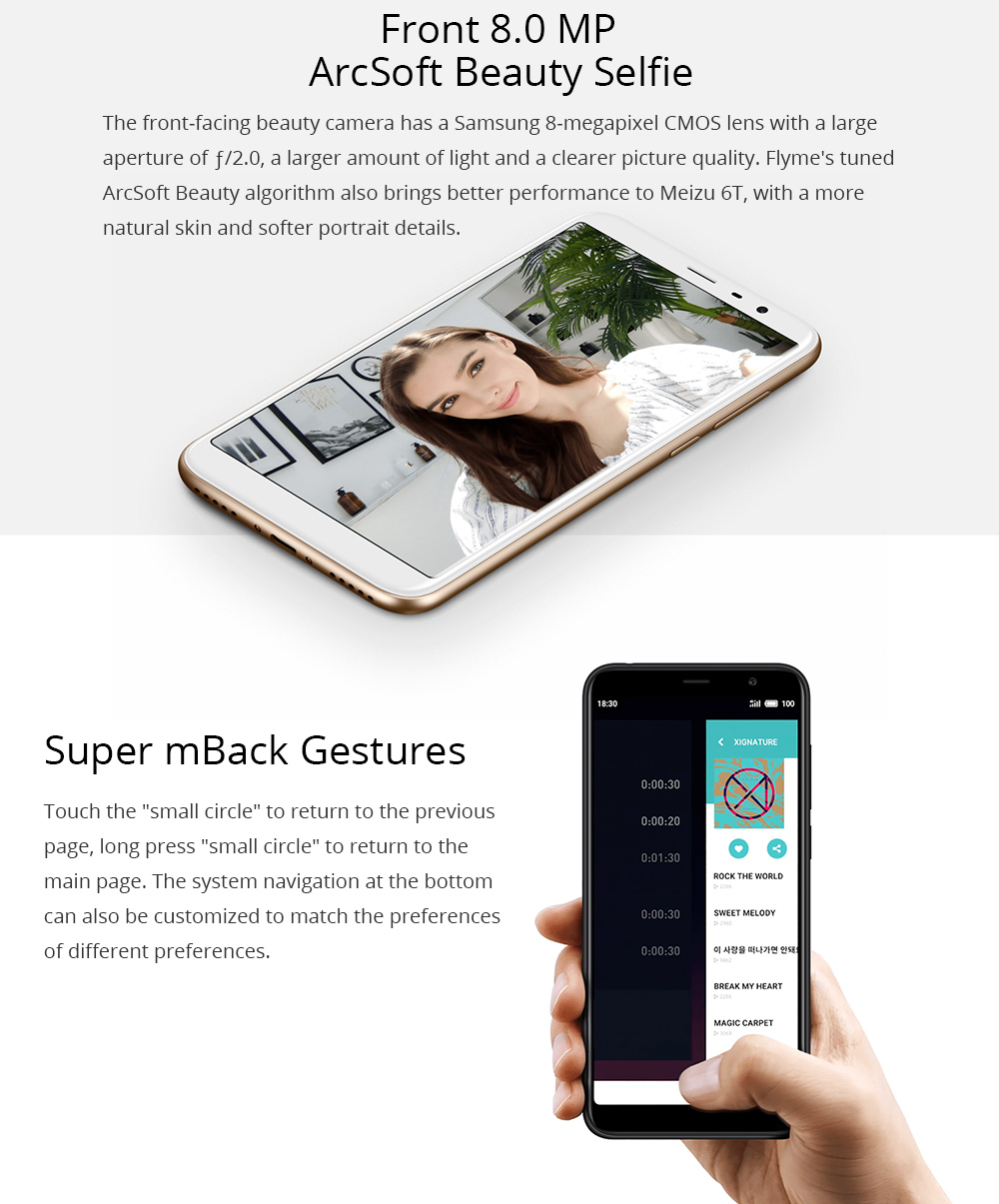 Meizu 6T 5.7 Inch 4G LTE Smartphone MTK6750 4GB 32GB 13.0MP+2.0MP Dual Rear Cameras Flyme 6 Full Screen Touch ID Infrared - Black