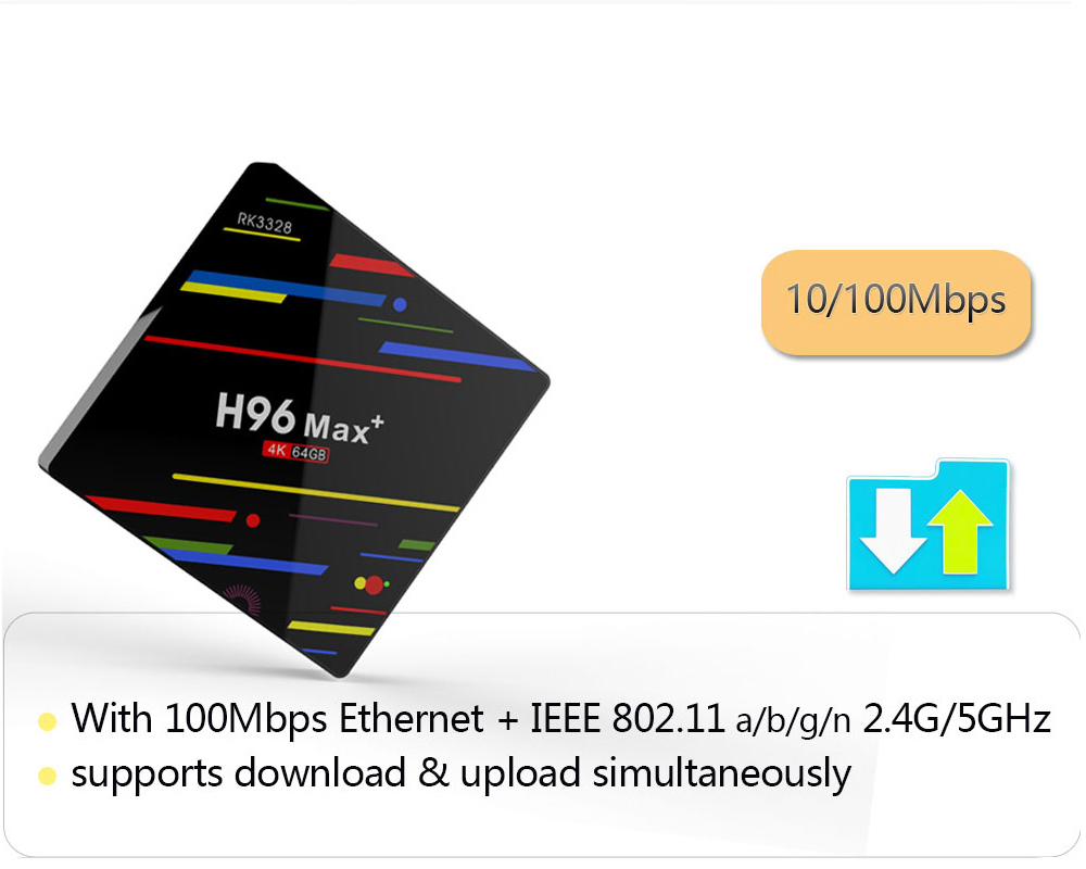 H96 MAX+ RK3328 Android 8.1 4GB/64GB KODI 17.6 TV BOX WiFi AC WIFI USB3.0