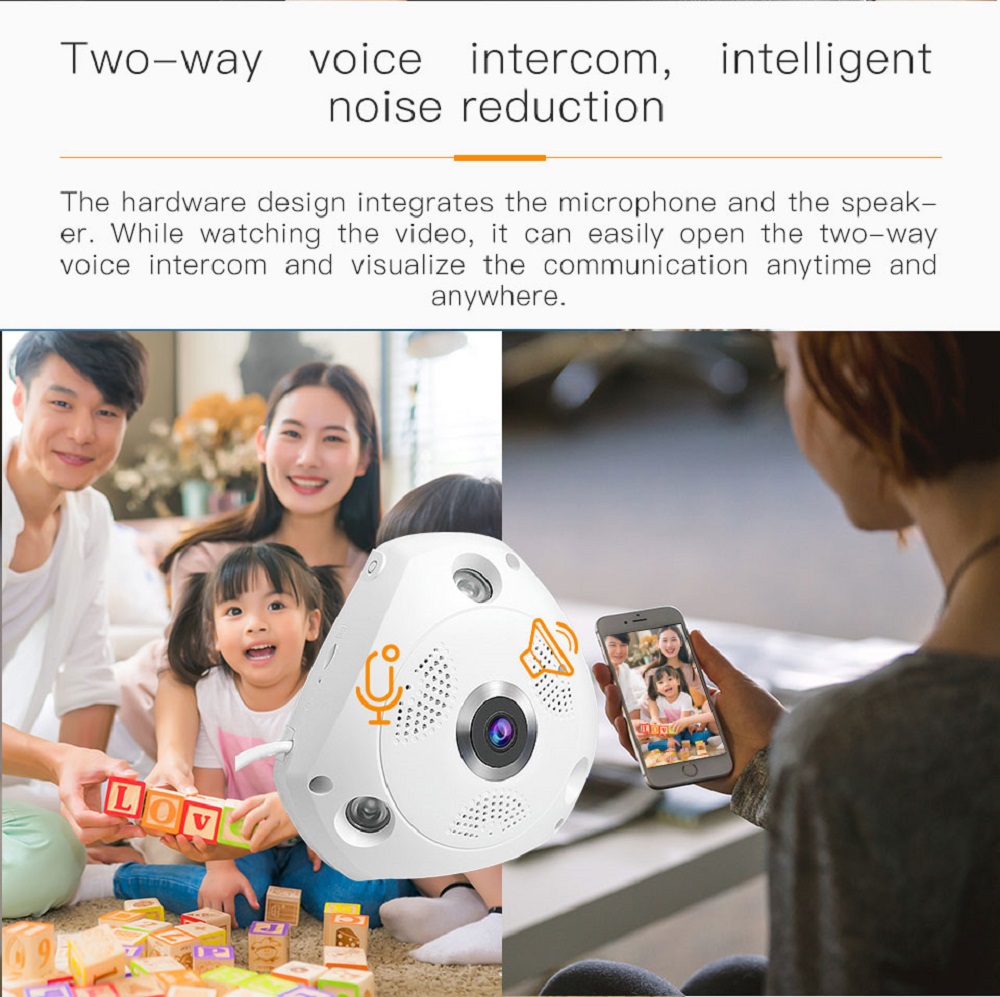 Vstarcam C61S 1080P WiFi Panoranic Fisheye Infrared Camera H.264 Compression Night Vision Camera - White EU Plug