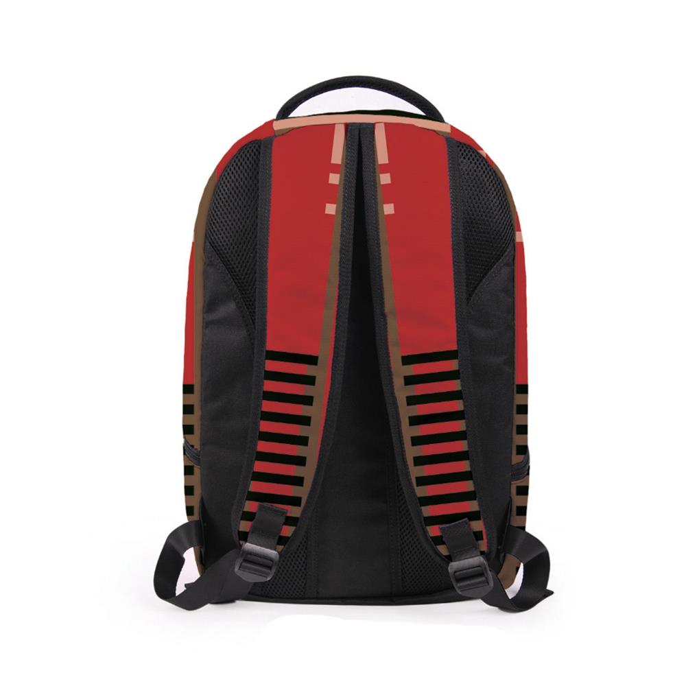 3D Creative Printed Game Machine Pattern Men And Women Rucksack Travel Satchel Backpack - Red