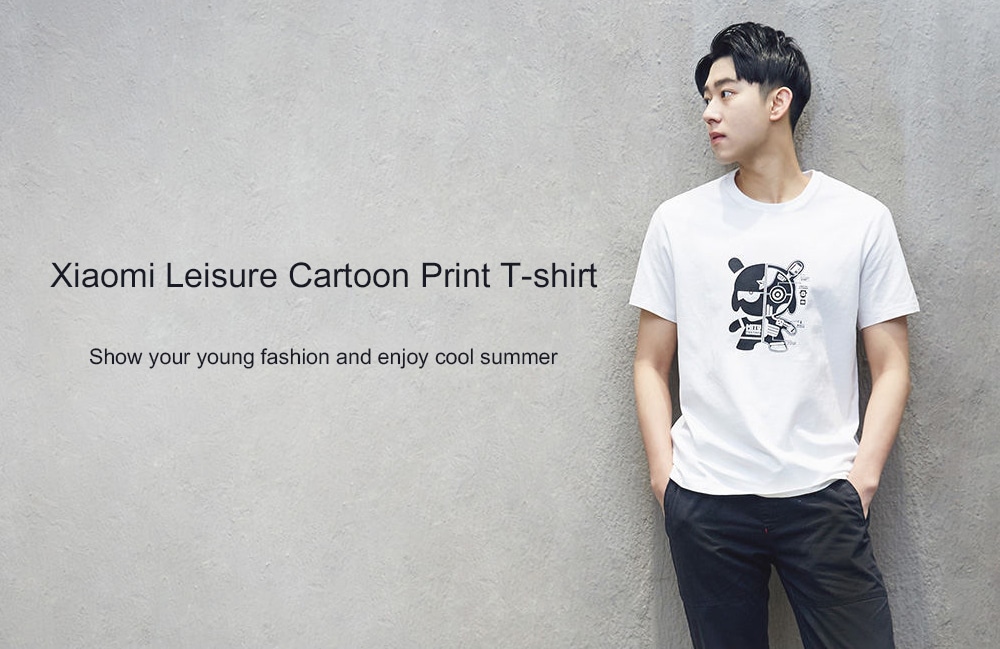 Xiaomi Leisure Cartoon Mitu Printed Short Sleeve T-shirt for Summer Size 2XL - Black
