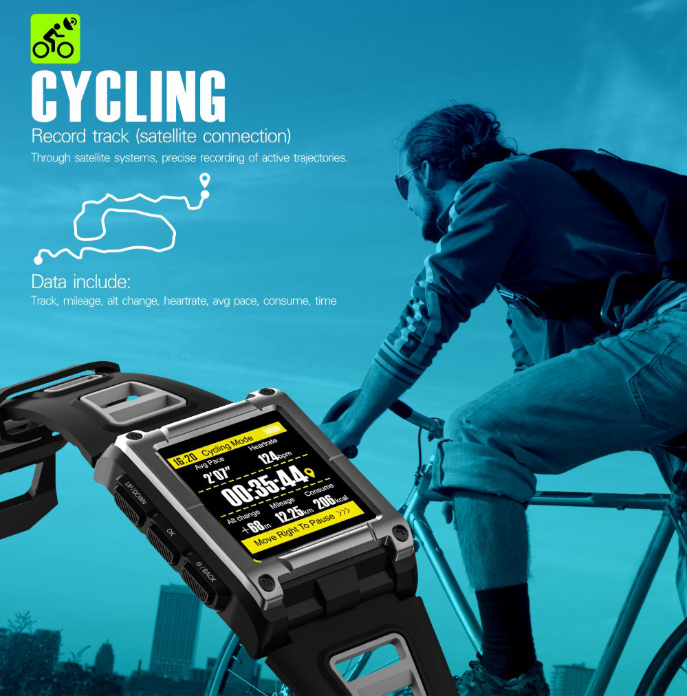 Makibes G08 2G Smartwatch MTK2503 GPS 9 Axis Swimming Lap Counter SMS Reminder Heart Rate Multi-mode Sports Monitoring - Red
