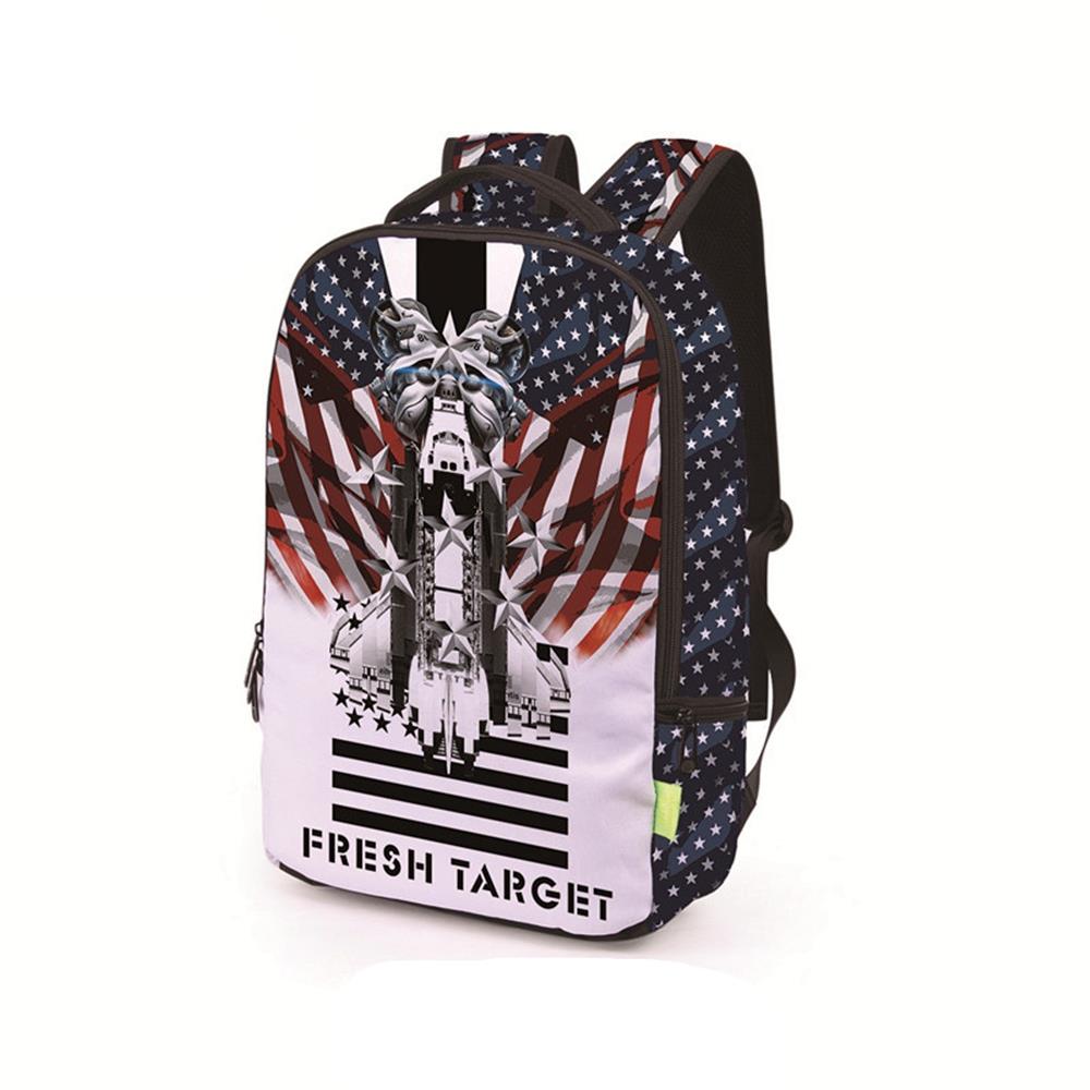 3D Creative Printed Fresh Target Pattern Men And Women Rucksack Travel Satchel Backpack - White