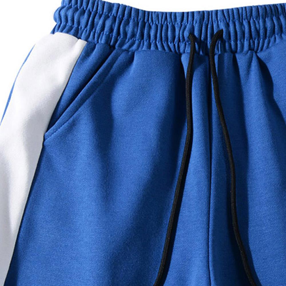 Men's Fashion Casual Loose Chemical Fiber Cotton Striped Comfortable Ankle Banded Pants Size XXL - Blue