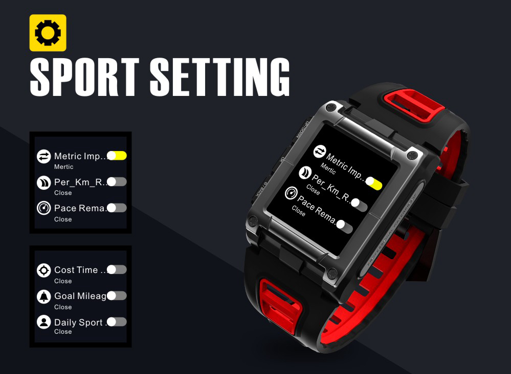Makibes G08 2G Smartwatch MTK2503 GPS 9 Axis Swimming Lap Counter SMS Reminder Heart Rate Multi-mode Sports Monitoring - Black
