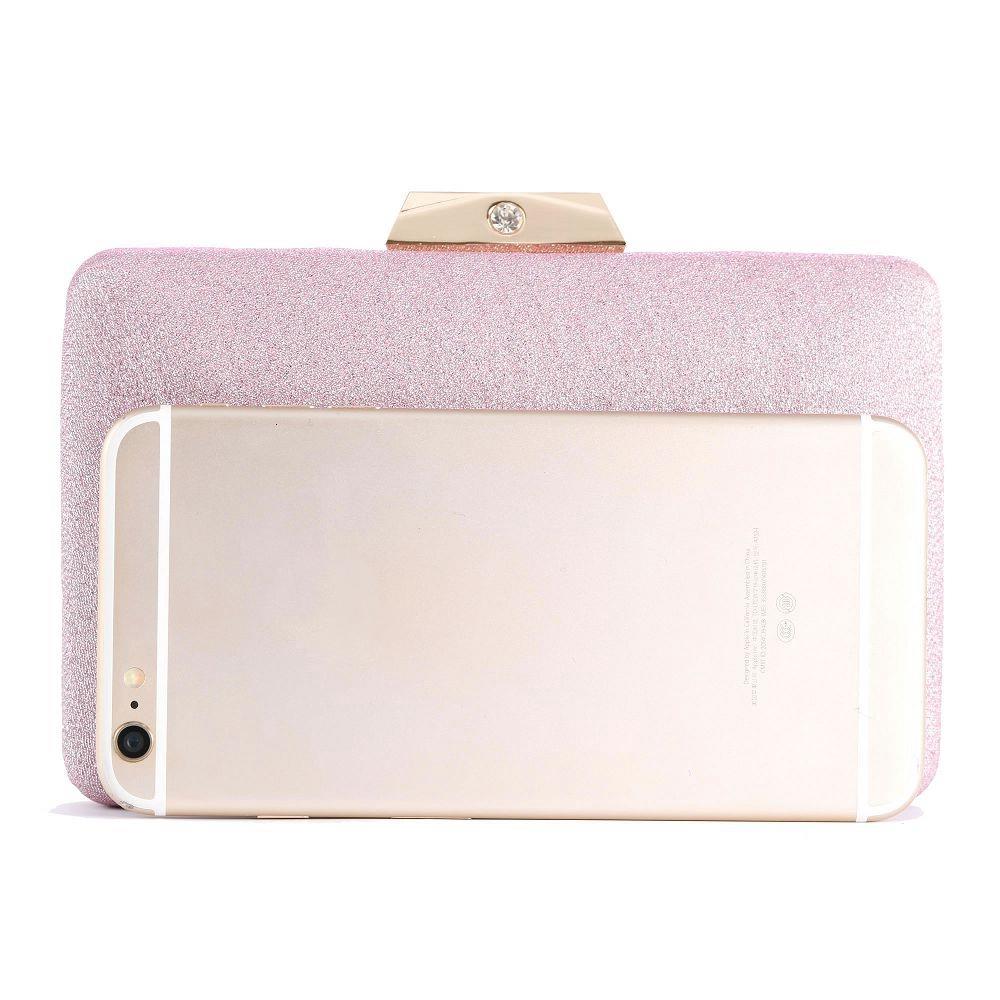 Women's Satin Clutch Bag Evening Bridal Bag Wedding Fashion Prom Handbag HS047 - Pink