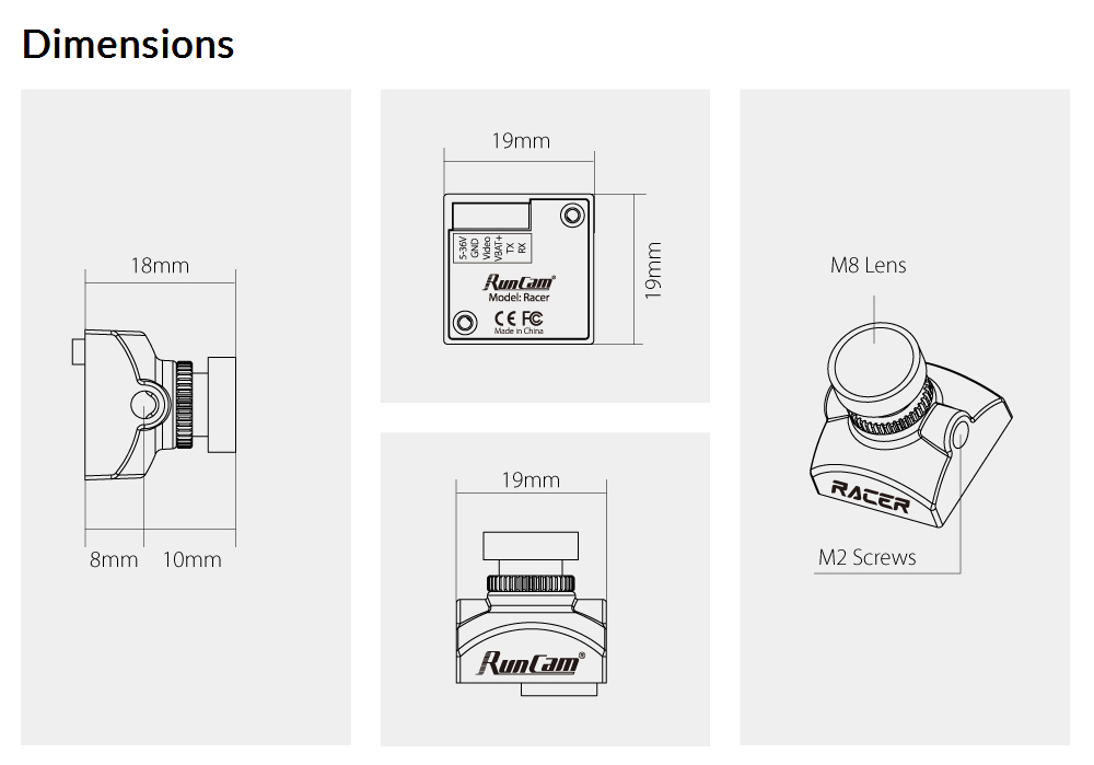 RunCam Racer Super WDR OSD 2.1mm 700TVL CMOS 4:3 Widescreen Switchable FPV Camera Built-in Remote Control - NTSC