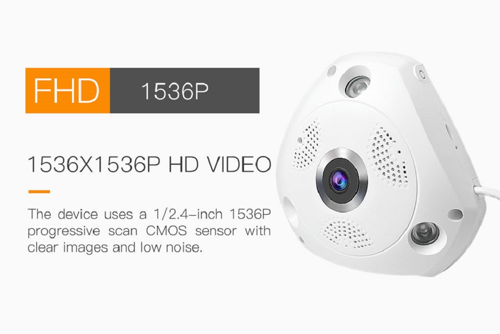 Vstarcam C61S 1080P WiFi Panoranic Fisheye Infrared Camera H.264 Compression Night Vision Camera - White EU Plug