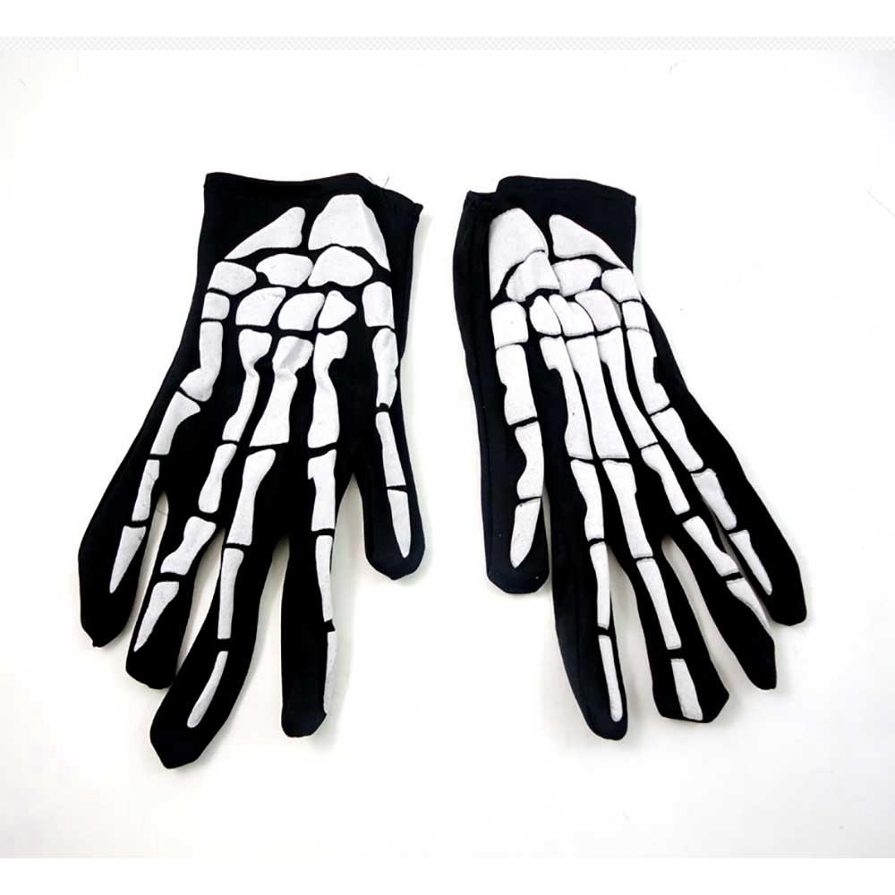 Halloween Costume Party Funny Skeleton Cloth Gloves - Black