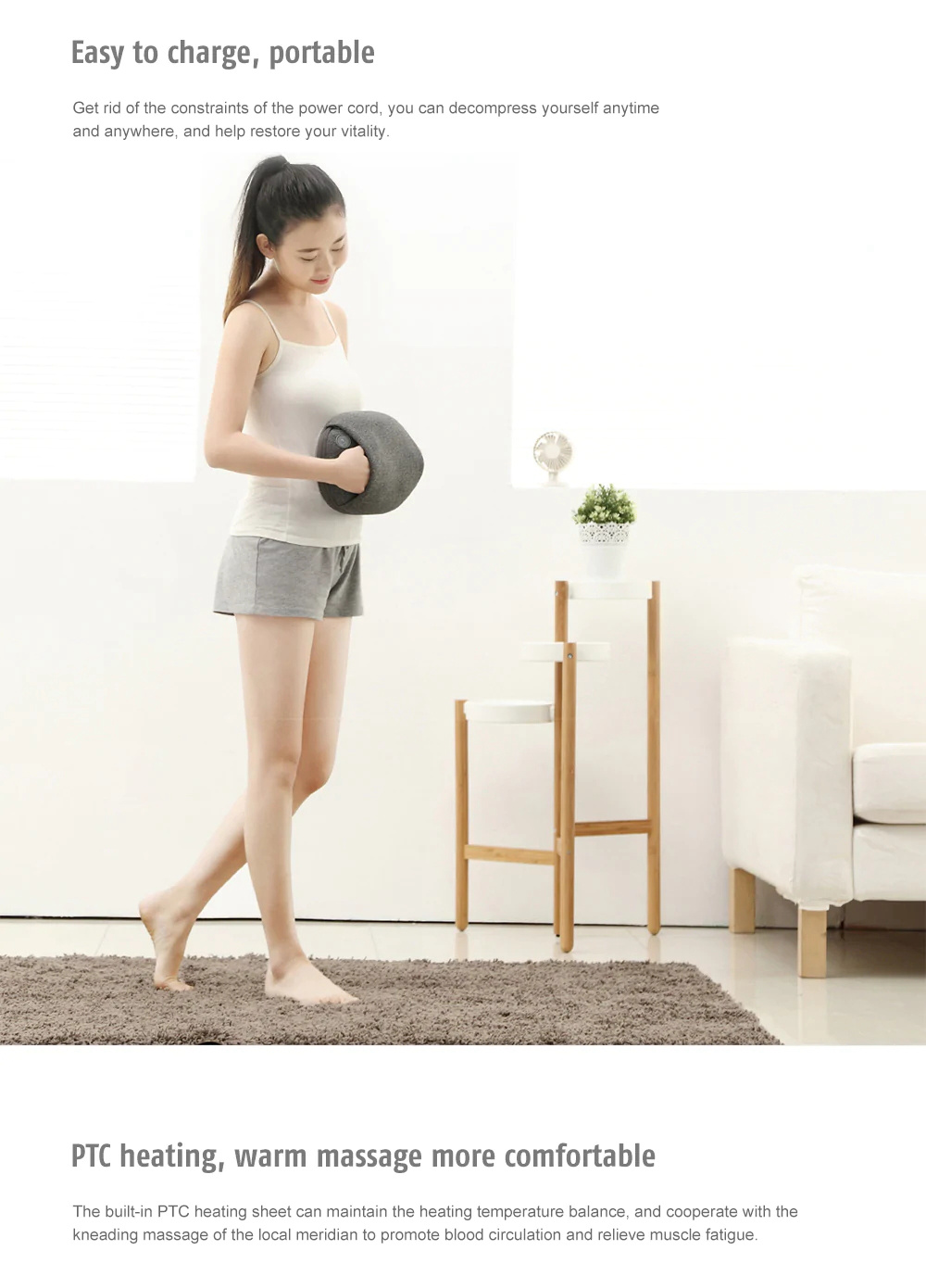 Xiaomi Leravan Wireless Warm Massage Pillow 3D Massage Built-in PTC Heating Sheet Strong Torque Portable Pillow - Green