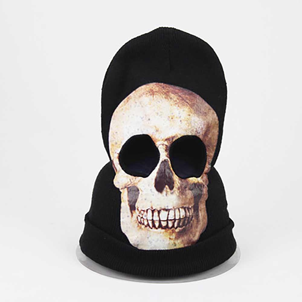 Halloween Horror Skull Strecth Knitted Head Cover Ghost Mask Cosplay Spoof Wool Hat - Option 4