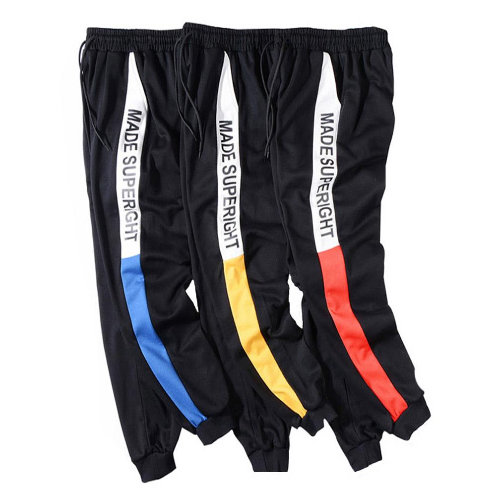 Men's Fashion Casual Loose Chemical Fiber Cotton Striped Comfortable Ankle Banded Pants GH-CR126 Size XL - Red + Black