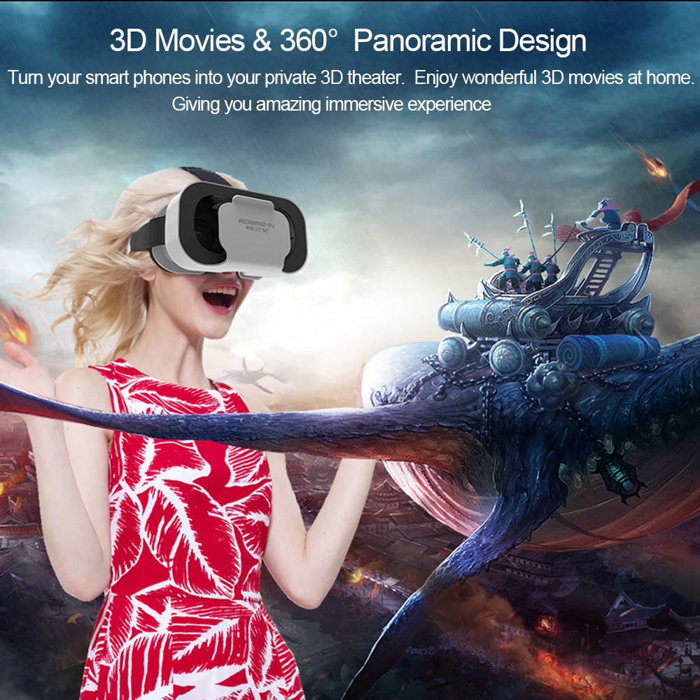 VR SHINECON SC-G05A VR Glasses 3D VR Helmet Video Glasse for 4.7-6.0 Inches Smart Phones - White