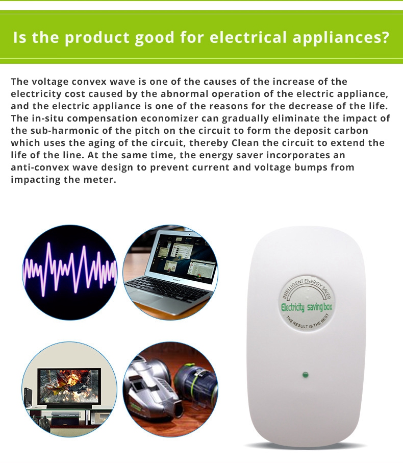 Home Intelligent Digital Power Electricity Saving Box Saving Automatic Voltage Regulator - White