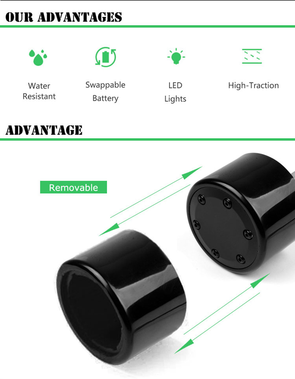 Rasse YB-ES-011 Electric Skateboard Off Road Type Water Resistant LED Lights With Wireless Remote Controller EU Plug - Black