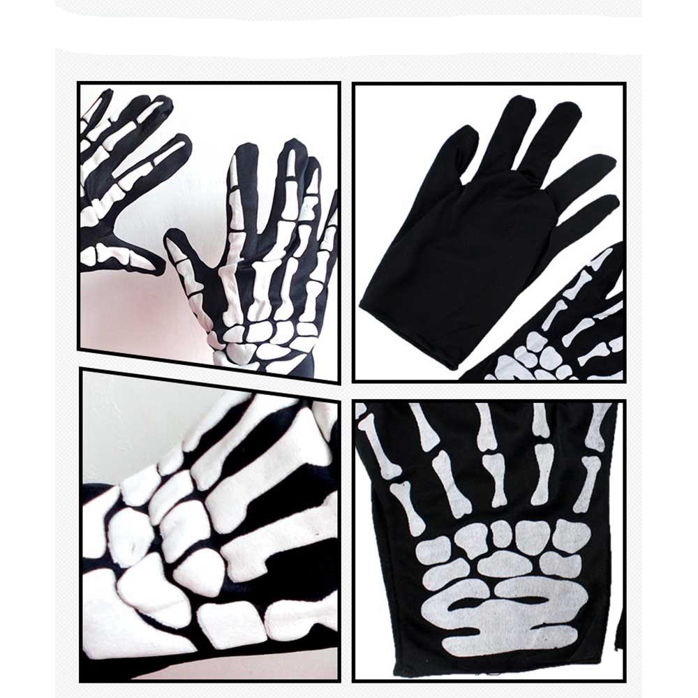 Halloween Costume Party Funny Skeleton Cloth Gloves - Black