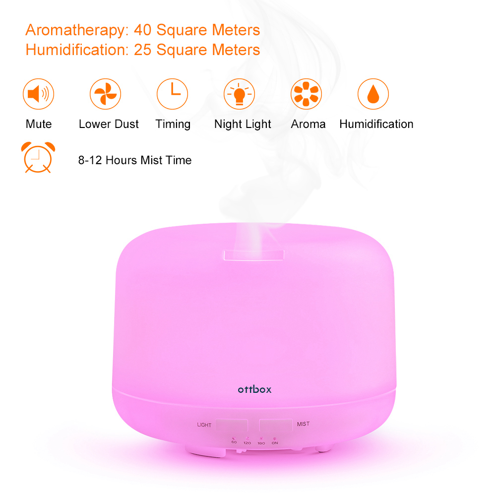 OTTBOX Multi-function Essential Oil Diffuser 400ml Waterless Auto Off 7 LED Lights Table Lamp for Children Home Yoga Office - White