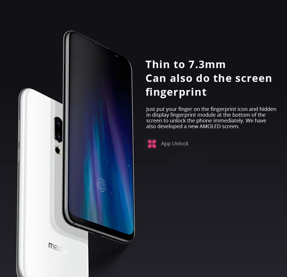 Meizu 16th 6.0 Inch 4G LTE Smartphone Snapdragon 845 6GB 64GB 12.0MP+20.0MP Dual Rear Cameras Flyme 7 Fast Charge In Display Fingerprint - Black