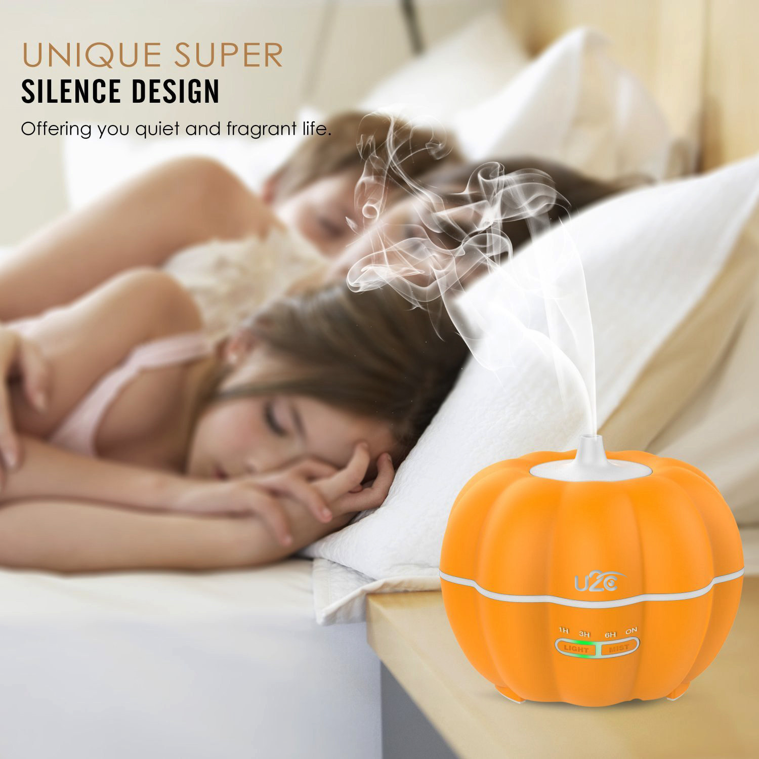 U2C Multi-function Essential Oil Diffuser LED Nursery Light 350ml with 7 Colors for Children Home Yoga Office - Yellow