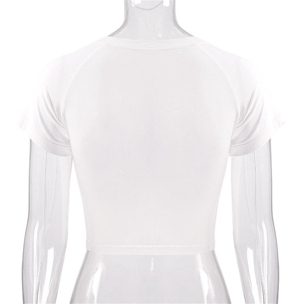 Women Sexy Cotton Print Slim Print T-shirts for Girls In Tears Size M - White