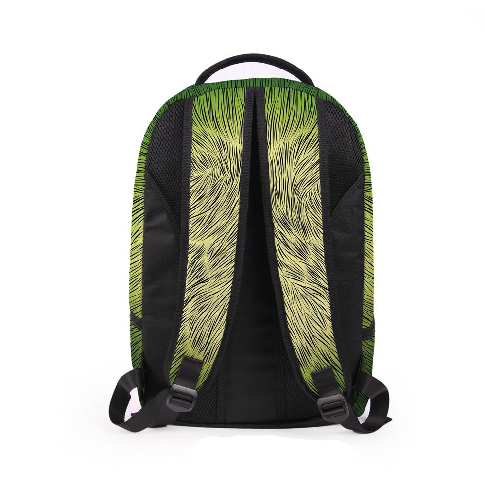 3D Creative Printed Smoking Monkey Pattern Men And Women Rucksack Travel Satchel Backpack - Green
