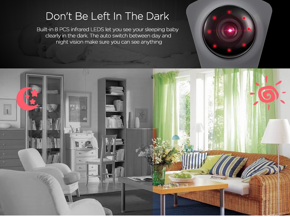 Sricam SP009C 720P Mini Wifi IP Camera with Onvif Infrared Night Vision IR-CUT Two-way audio Camera - White EU Plug