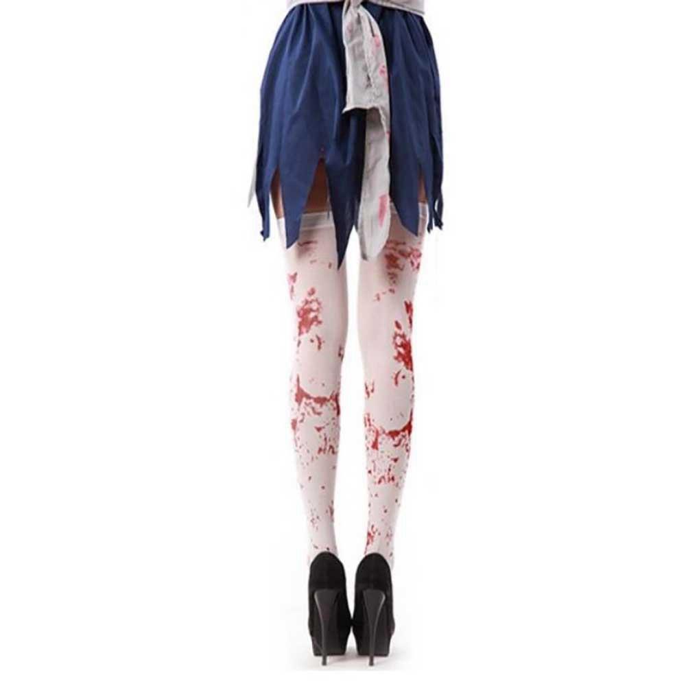 Halloween Costume Over The Knee Socks Fake Red Blood Stained Bloody White Horror 1 Pair