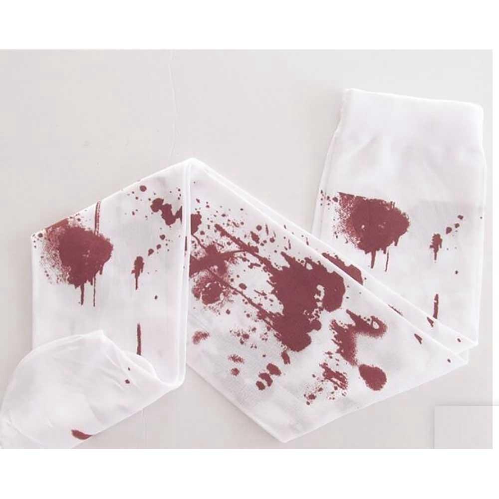 Halloween Costume Over The Knee Socks Fake Red Blood Stained Bloody White Horror 1 Pair