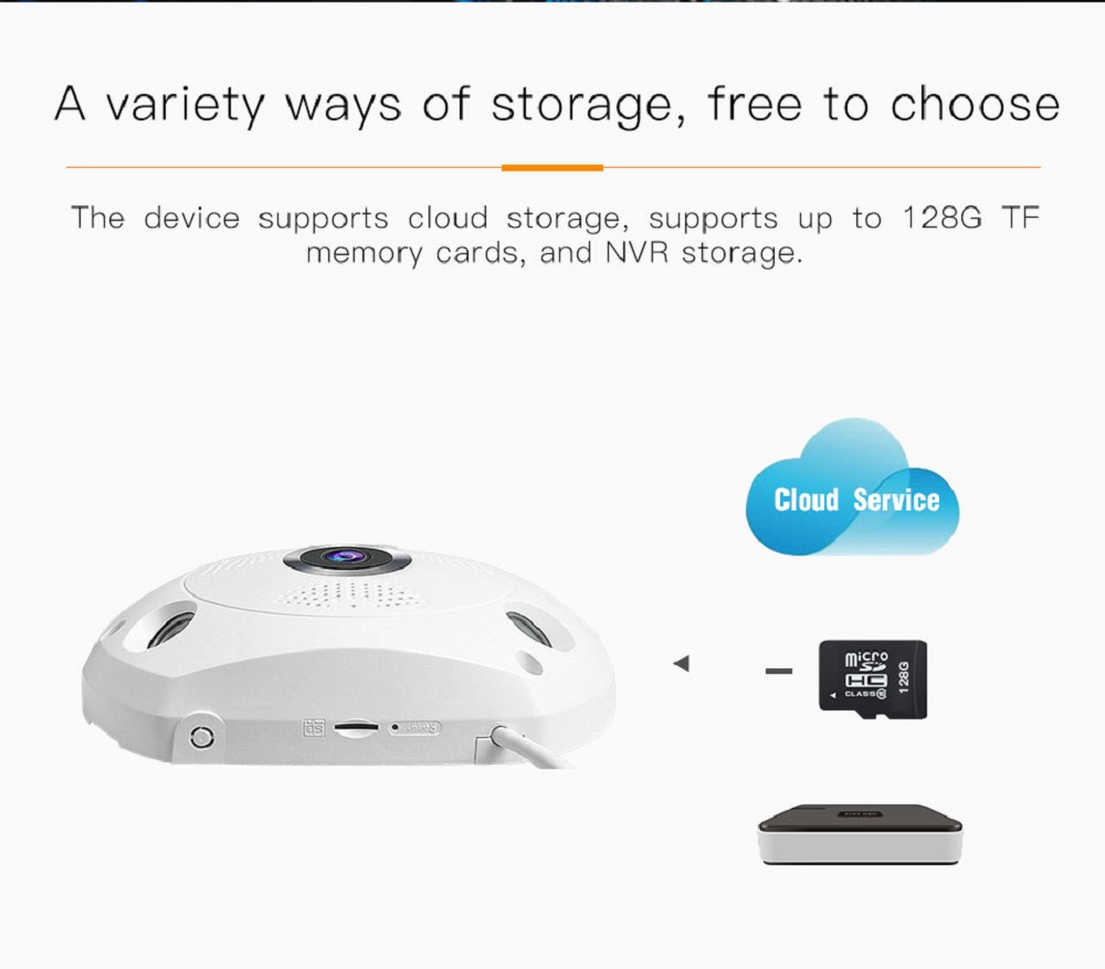 Vstarcam C61S 1080P WiFi Panoranic Fisheye Infrared Camera H.264 Compression Night Vision Camera - White EU Plug