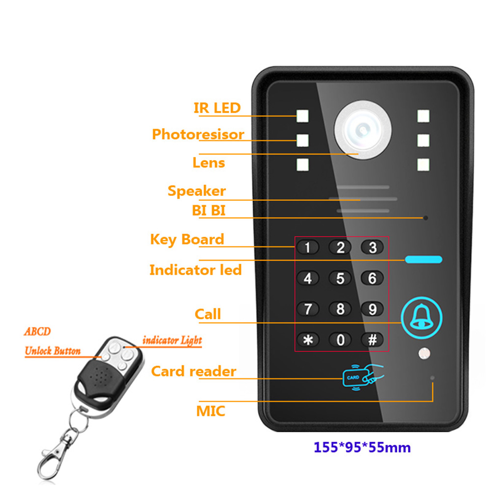 SY908MJS11 9 Inch Wireless Wifi RFID Password Video Doorbell Intercom Entry Kit Night Vision - Black US Plug